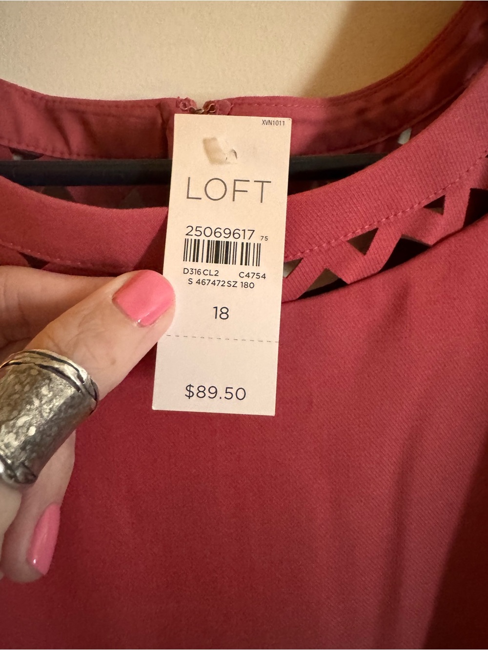LOFT Rose-Mauve Cutout dress